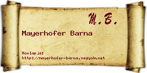 Mayerhofer Barna névjegykártya
